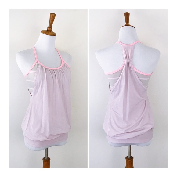 lululemon athletica Tops - LULULEMON No Limits Tank Light Pink & gray Stripe
